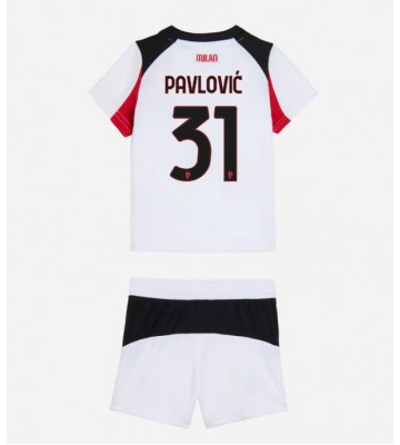 AC Milan Strahinja Pavlovic #31 Udebanesæt Børn 2025-26 Kort ærmer (+ korte bukser)